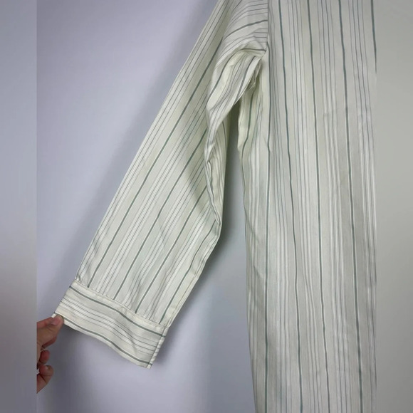 Christian Dior Green Striped Popover Embroidered Pocket Sleep Night Gown Dress - Picture 15 of 15